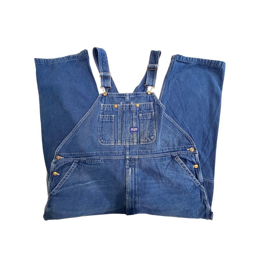 Big Smith Mens Overalls Blue 48x30 Denim Bib Farmer Carpenter Workwear Utility